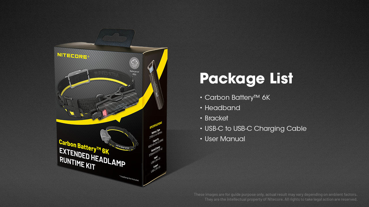 Nitecore Carbon Battery 6K Headband Kit