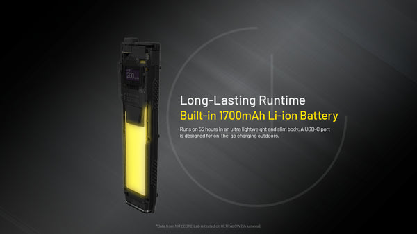 Battery, Charging & Runtime for Nitecore EDC27 UHI