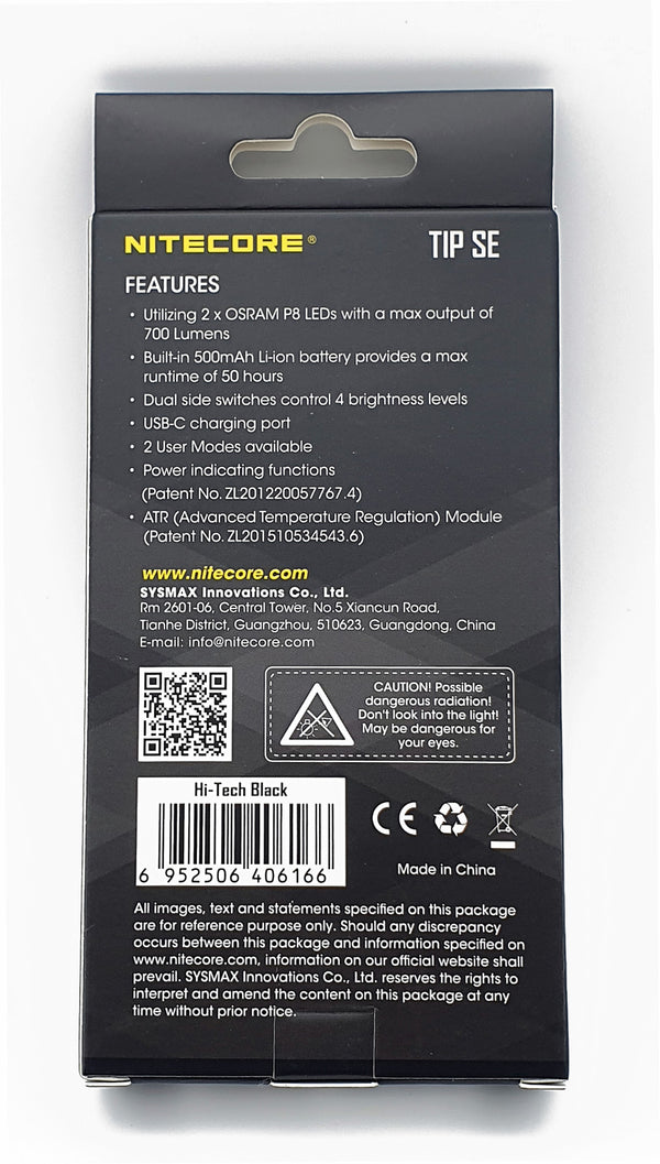 Product Identification & Warranty for Nitecore TIP SE