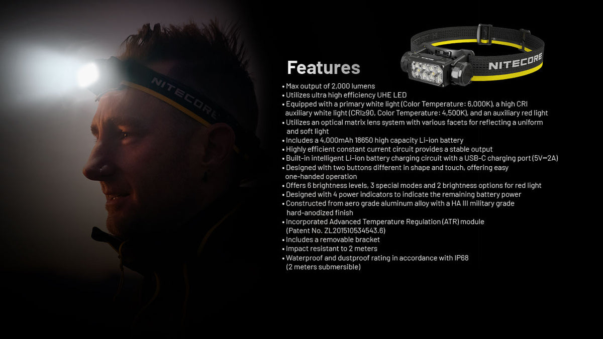 Nitecore HC65 UHE features overview with headlamp user
