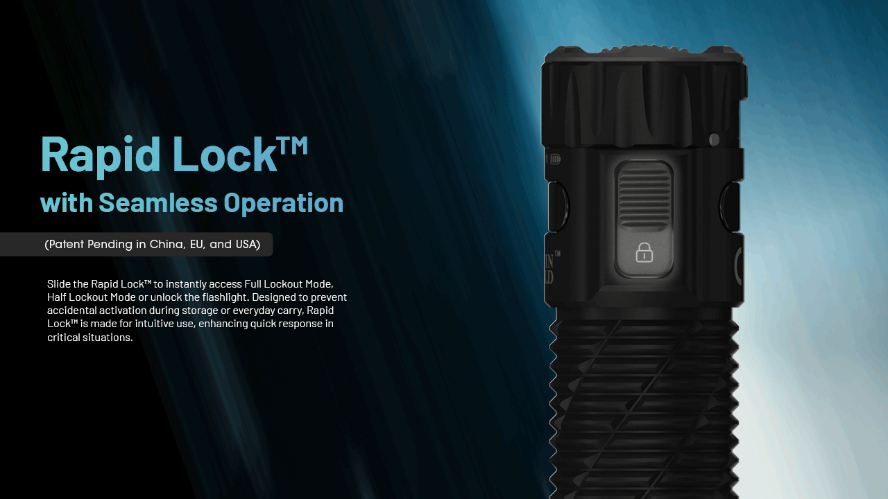 Nitecore EDC35 Rapid Lock sliding switch close-up