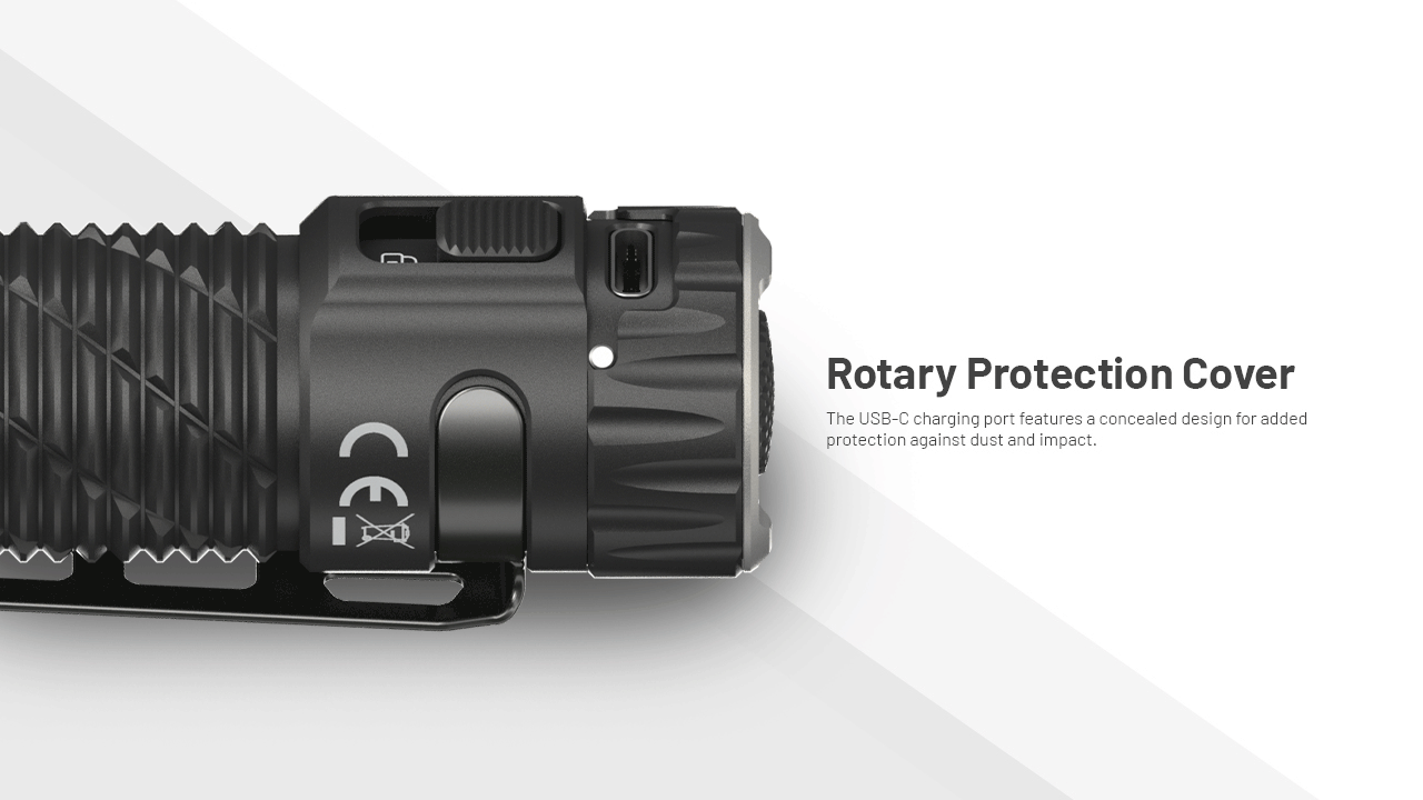 Nitecore EDC35 rotary protection cover on the tail switch