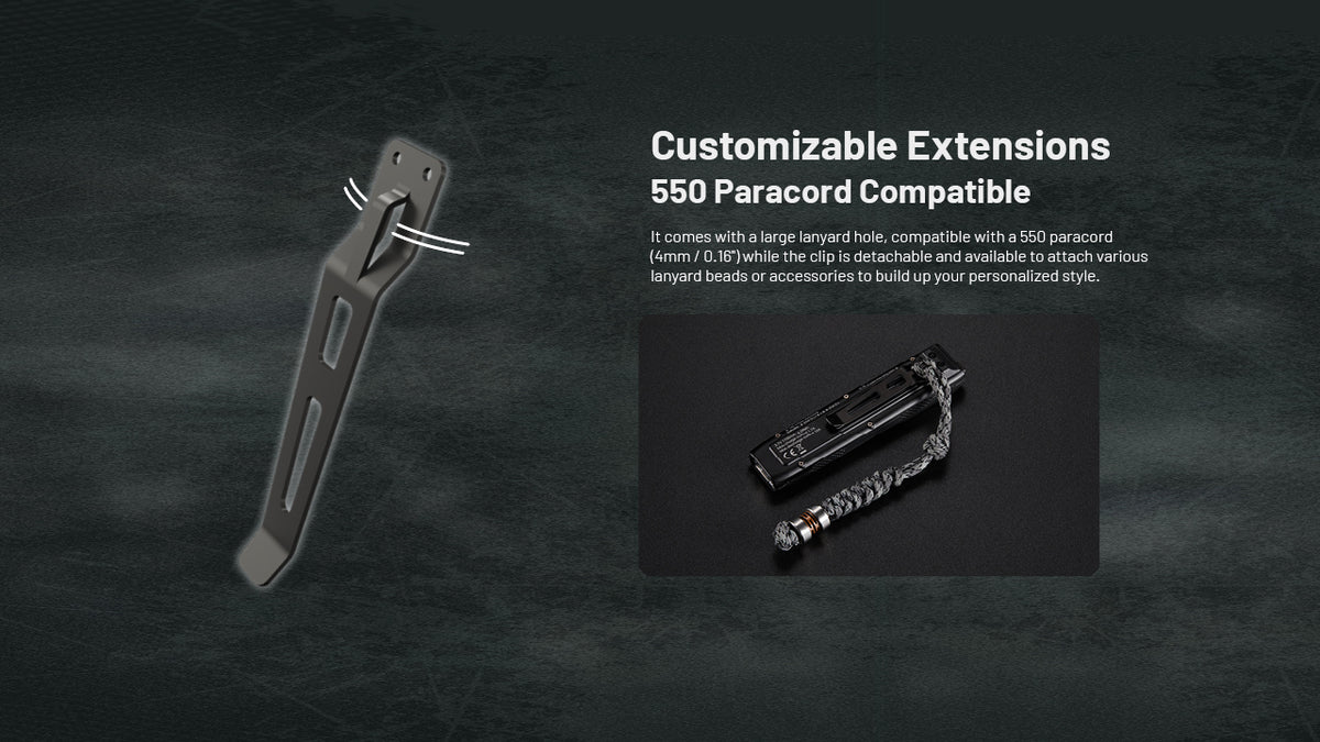 Nitecore EDC25 paracord attachment options