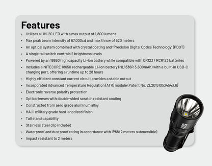 Nitecore MT2C Pro - 1800 Lumens