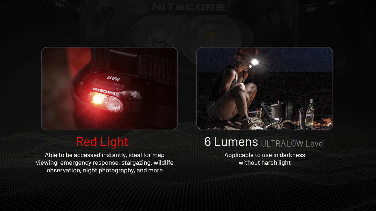 Nitecore HA11 red-light and ultralow white-light modes