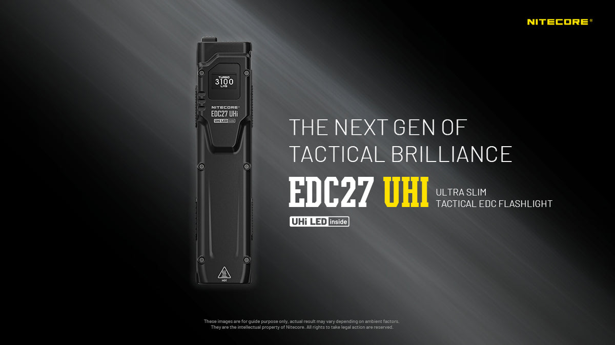 Nitecore EDC27 UHI slim black tactical flashlight overview