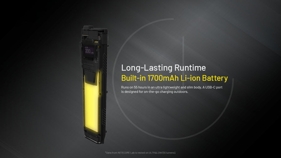 Battery, Charging & Runtime for Nitecore EDC27 UHI
