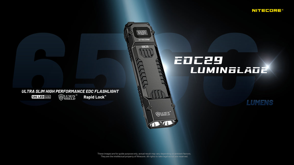 Nitecore EDC29 flashlight overview highlighting maximum brightness