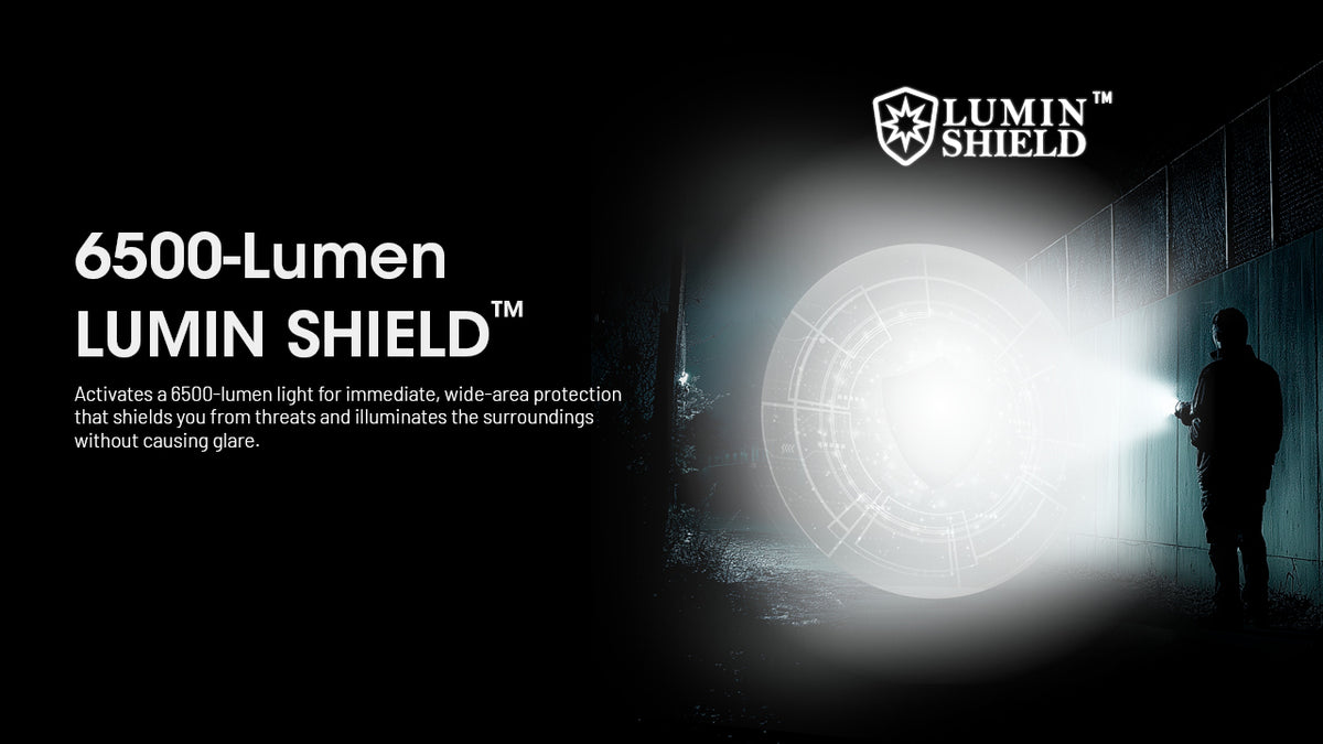Nitecore EDC29 Lumin Shield wide beam illuminating a person
