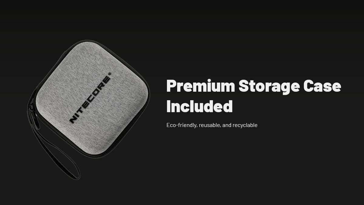 Nitecore HC70 UHE included grey zippered storage case