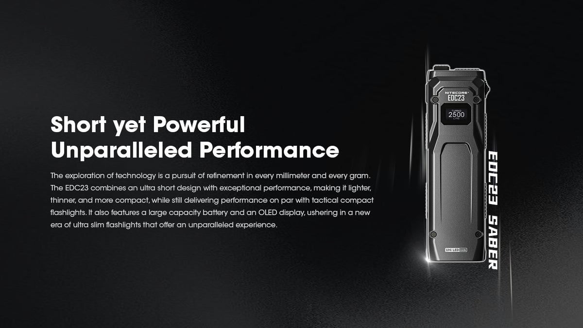 Nitecore EDC23 compact flashlight with length measurement