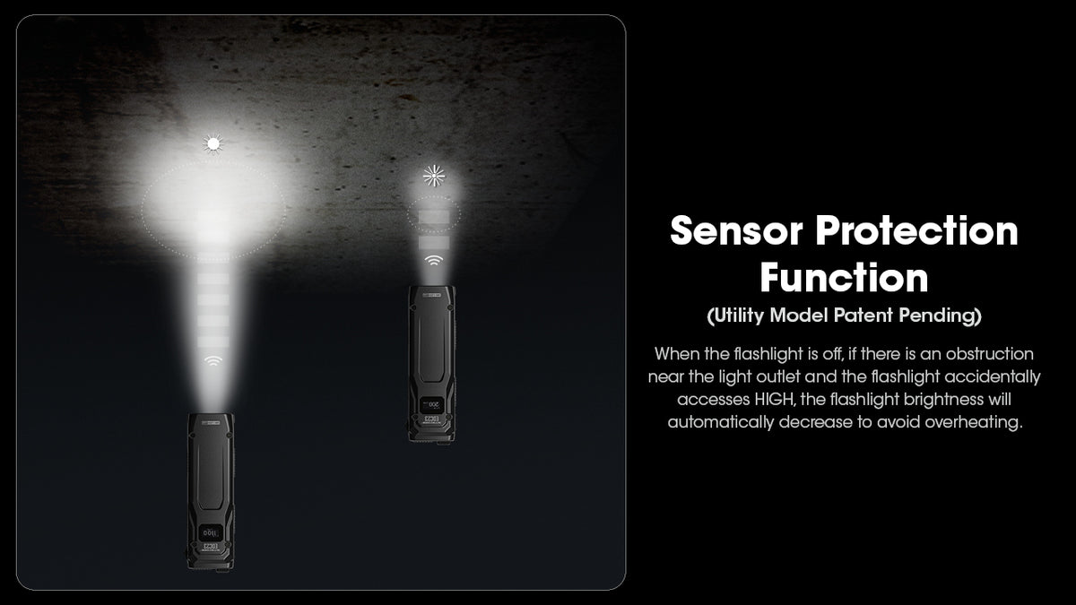 Nitecore EDC23 sensor protection reducing output near an obstacle