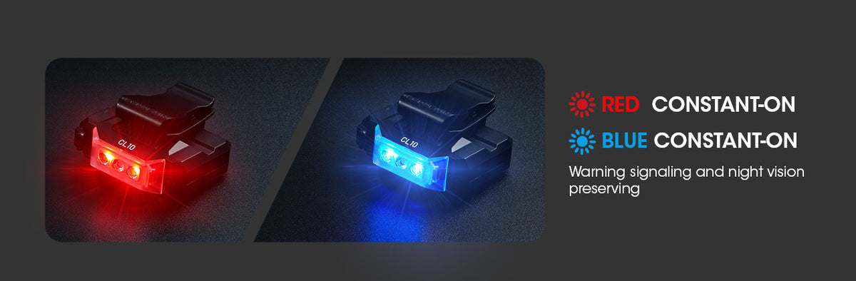 Nitecore CL10 steady red and blue light modes