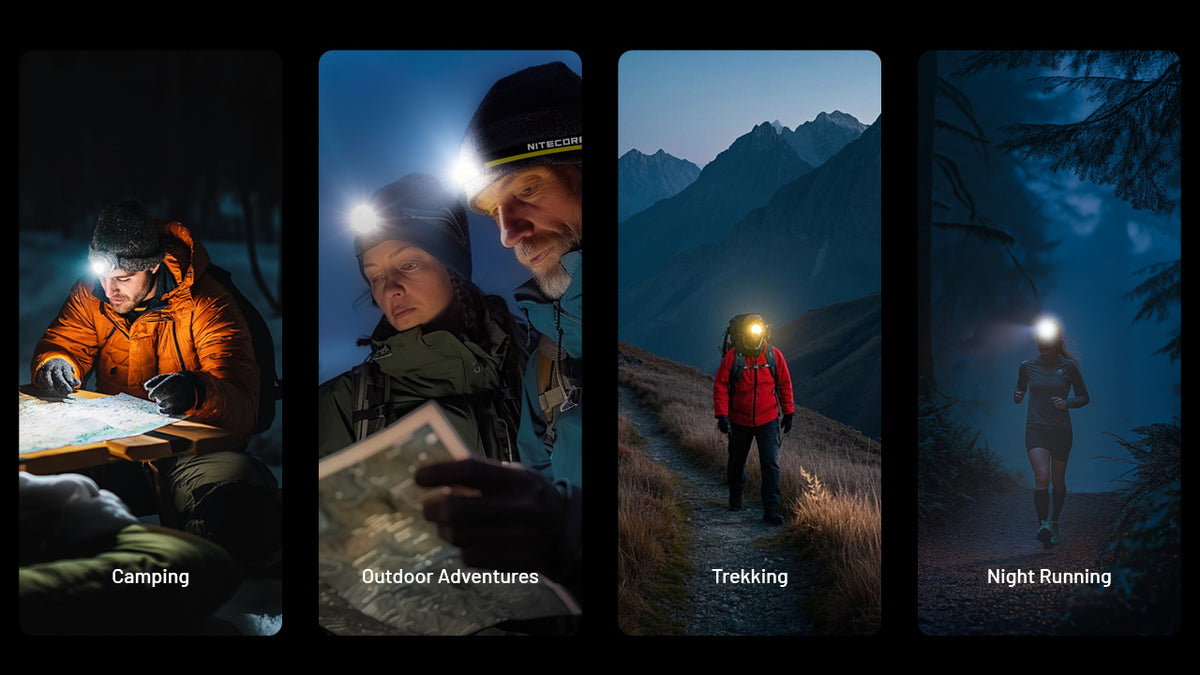 Nitecore NU25 MCT headlamp uses for camping, trekking and night running