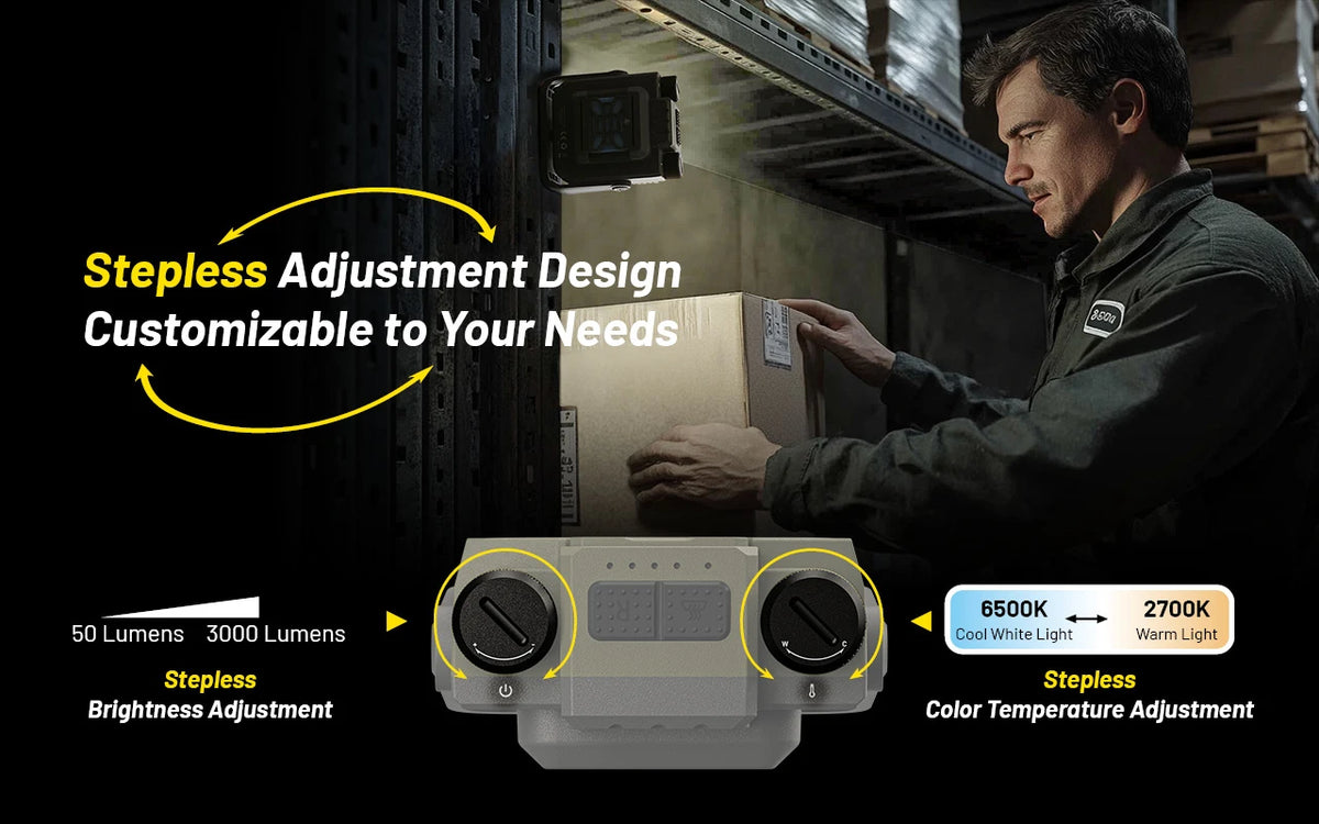 Nitecore NWL30 brightness and color-temperature adjustment knobs