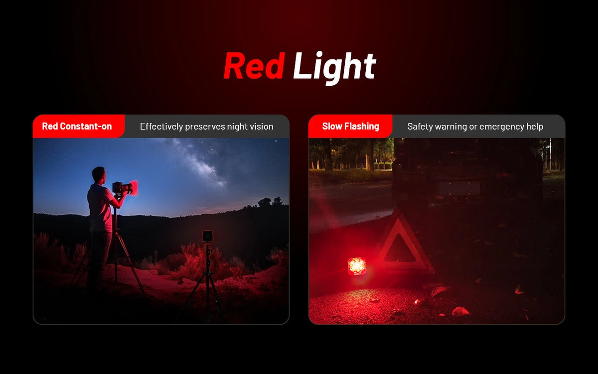 Nitecore NWL30 steady red light and slow-flashing warning mode