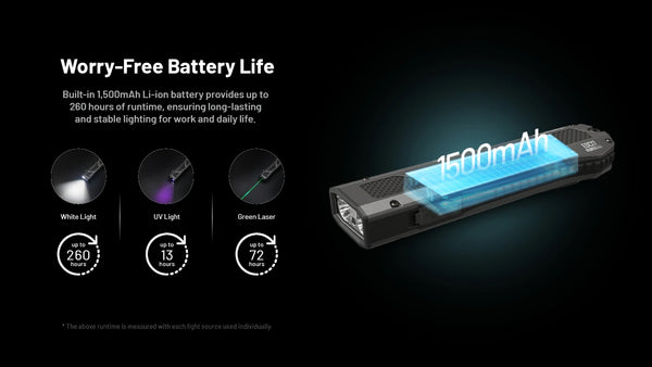 Battery, Charging & Runtime for Nitecore EDC17