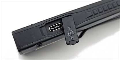 Black USB cable with connector on a white background