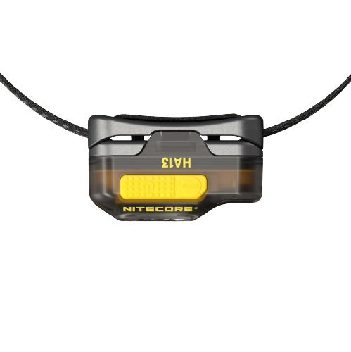 Nitecore HA13 headlamp top view showing yellow controls