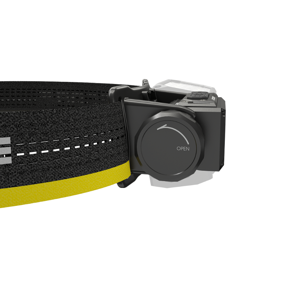 Nitecore HC65 UHE headlamp battery end cap close-up
