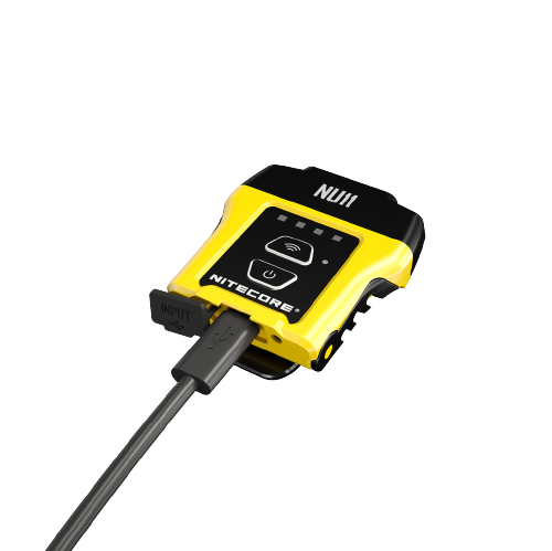 Nitecore NU11 light connected to USB-C charging cable