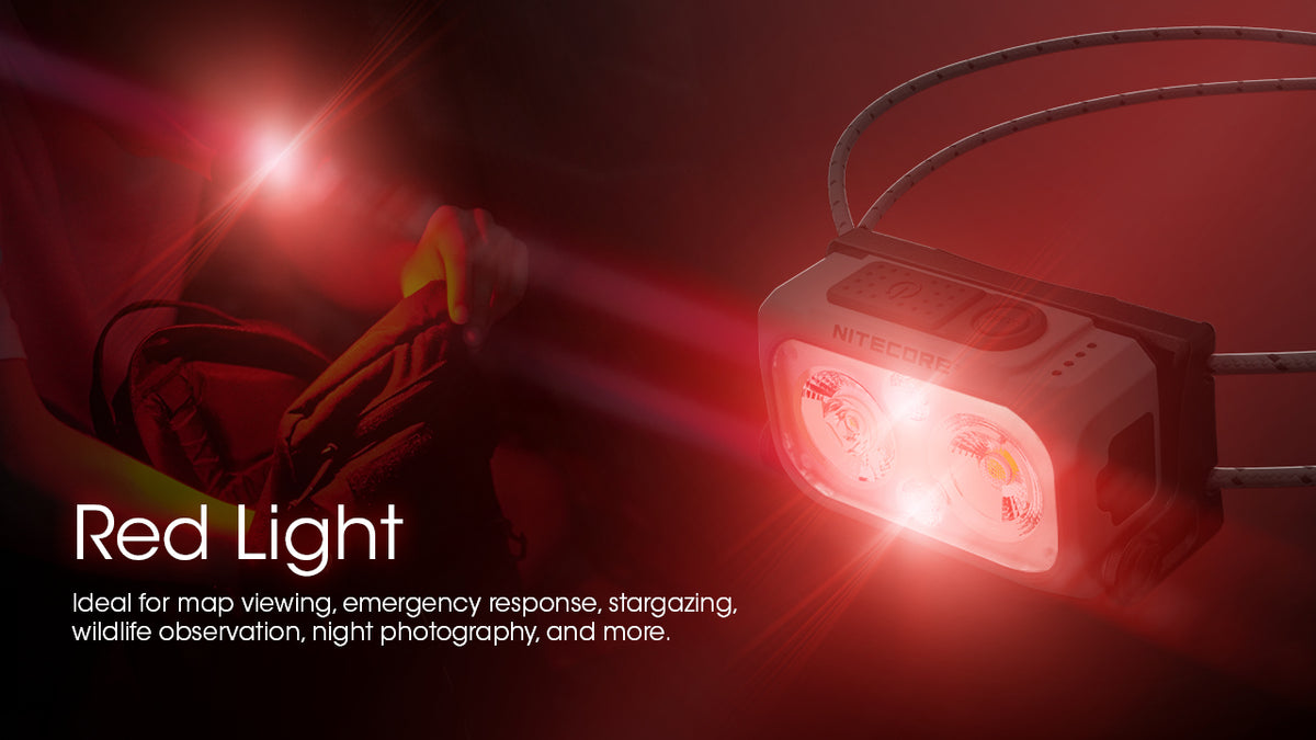 Nitecore NU21 red light mode with outdoor user
