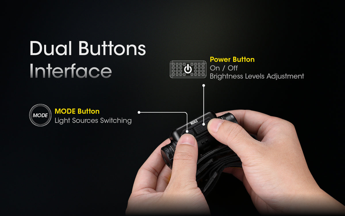 Nitecore NU43 dual-button control diagram