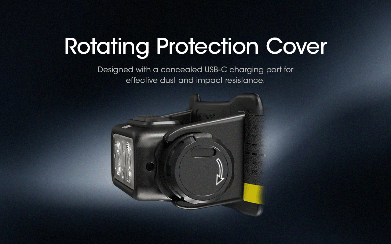 Nitecore NU43 rotating charging port cover