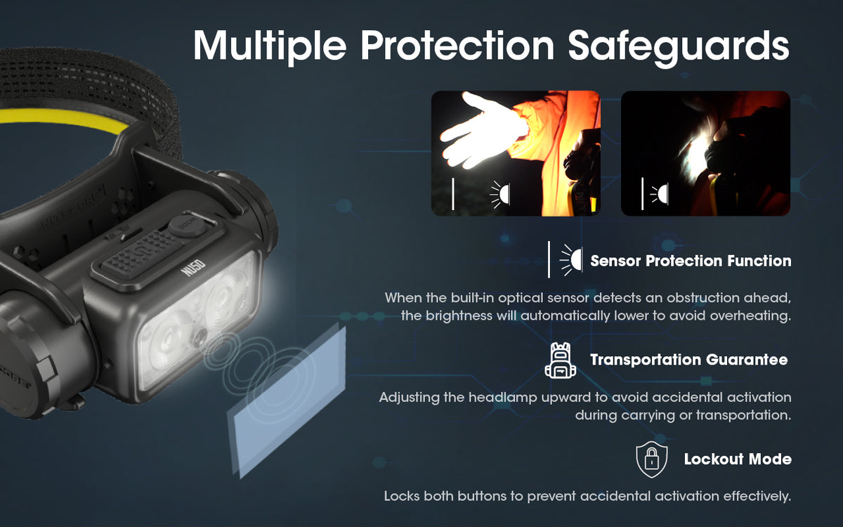 Nitecore NU50 sensor protection and lockout safeguards