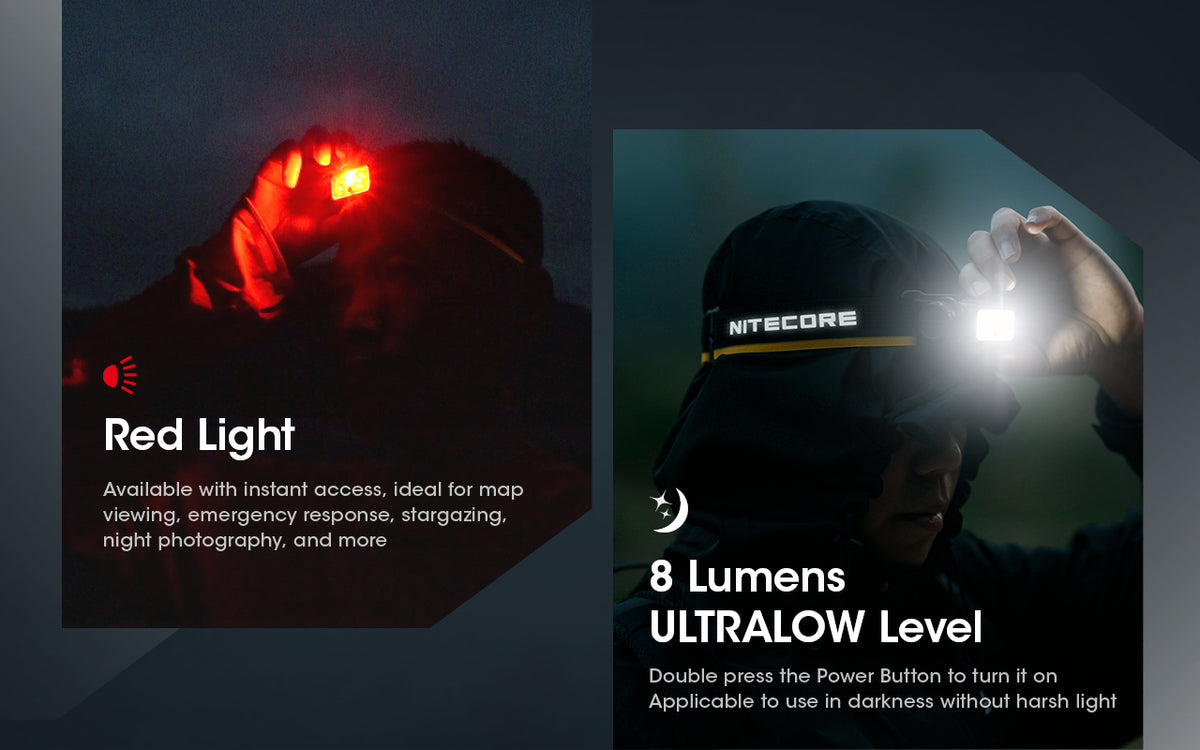 Nitecore NU50 red light and ultralow white light demonstrations