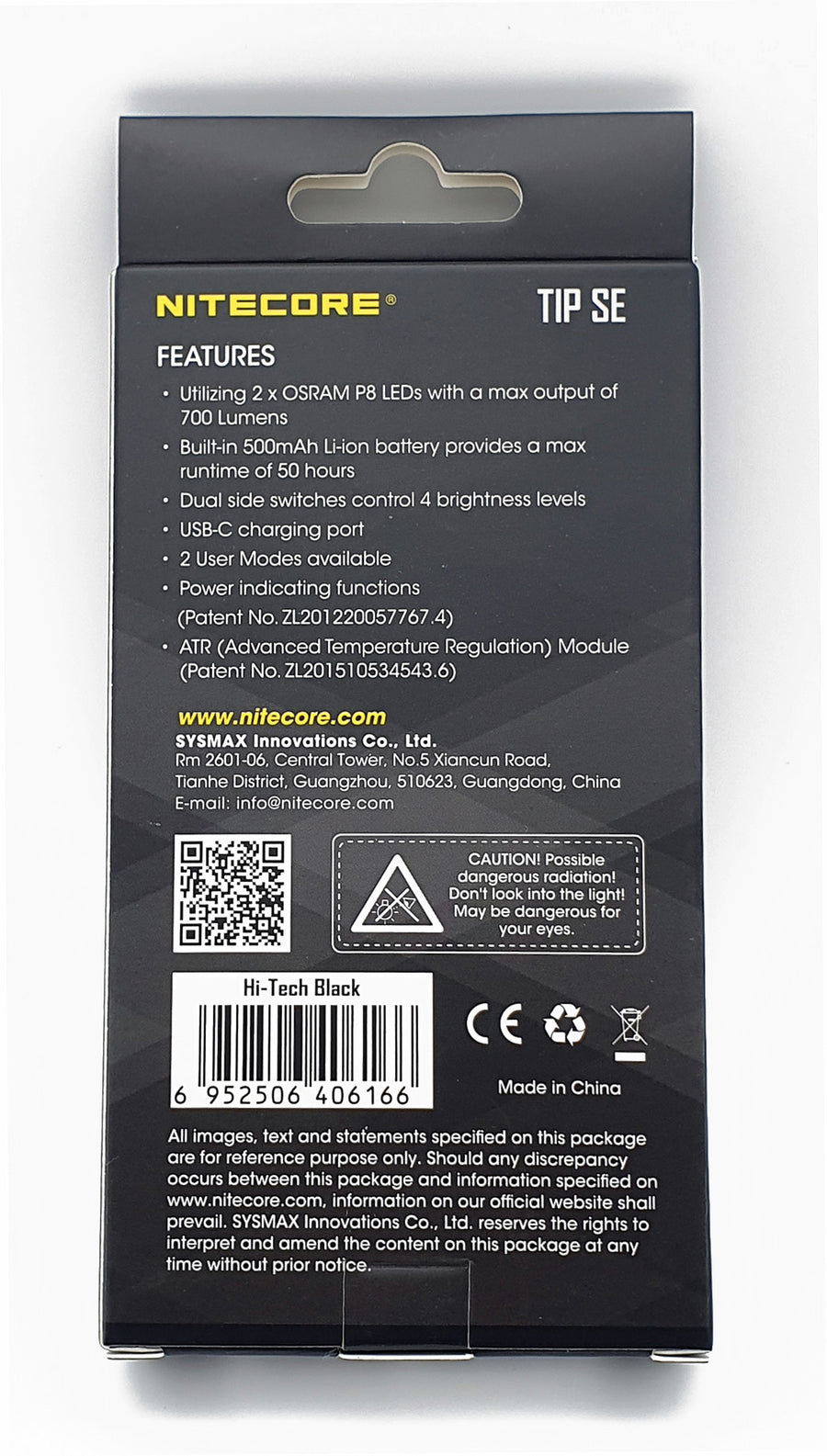 Product Identification & Warranty for Nitecore TIP SE