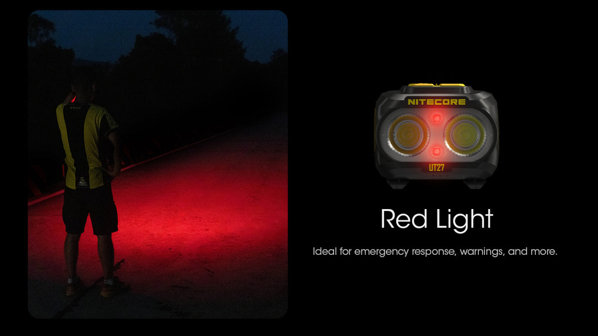 Nitecore UT27 red light mode with runner outdoors