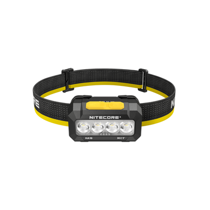 Nitecore HA19 Classic Black headlamp front view with four LED lenses