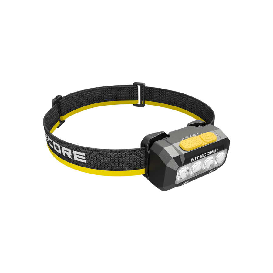 Nitecore HA19 Classic Black headlamp opposite angled view with headband