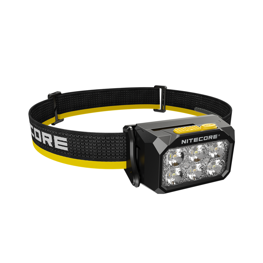 Nitecore HA29 UHE headlamp opposite angled view with headband