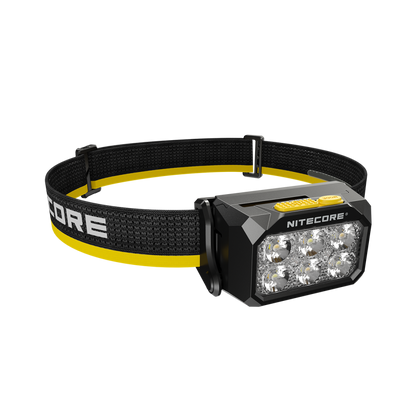 Nitecore HA29 UHE headlamp opposite angled view with headband