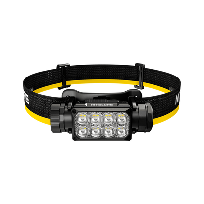 Nitecore HC65 MCT headlamp front view showing eight LED lenses