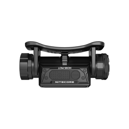 Nitecore HC65 MCT headlamp rear view showing mounting bracket