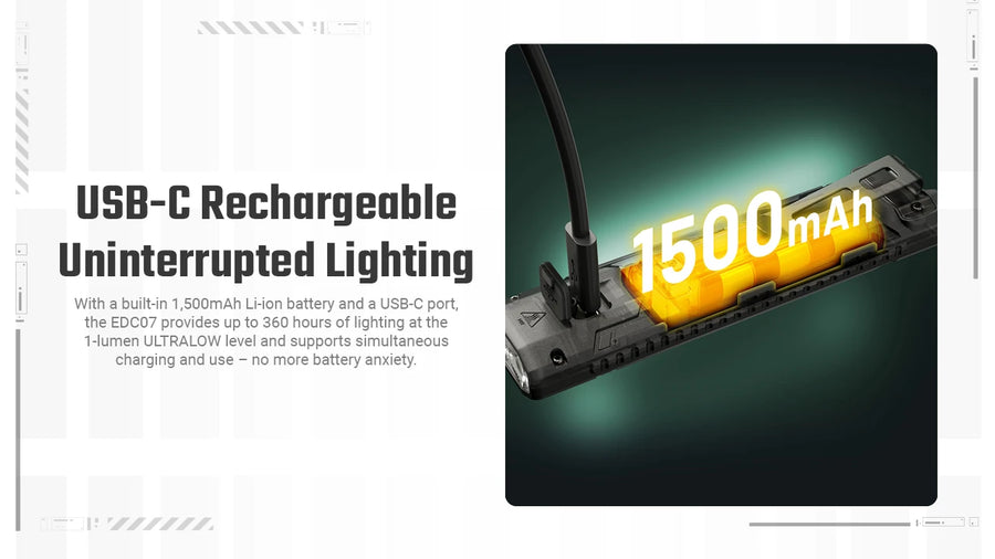 Battery, Charging & Runtime for Nitecore EDC07