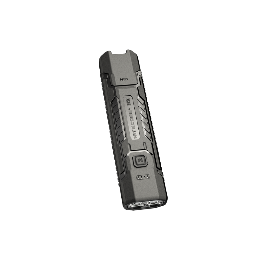 Nitecore EDC07 in Classic Black, angled view showing the light-emitting end