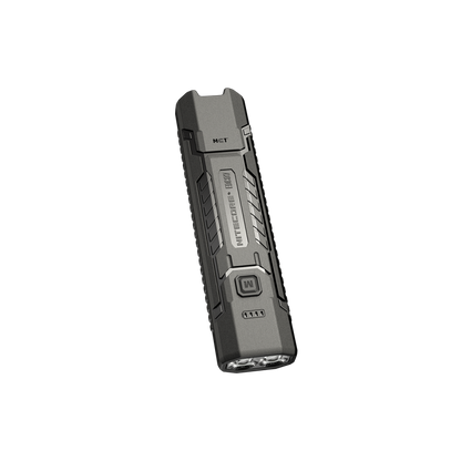 Nitecore EDC07 in Classic Black, angled view showing the light-emitting end