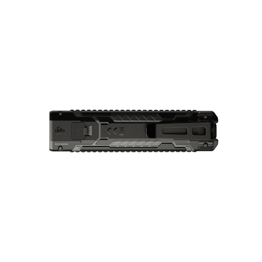 Nitecore EDC07 in Classic Black, rear view showing the pocket clip