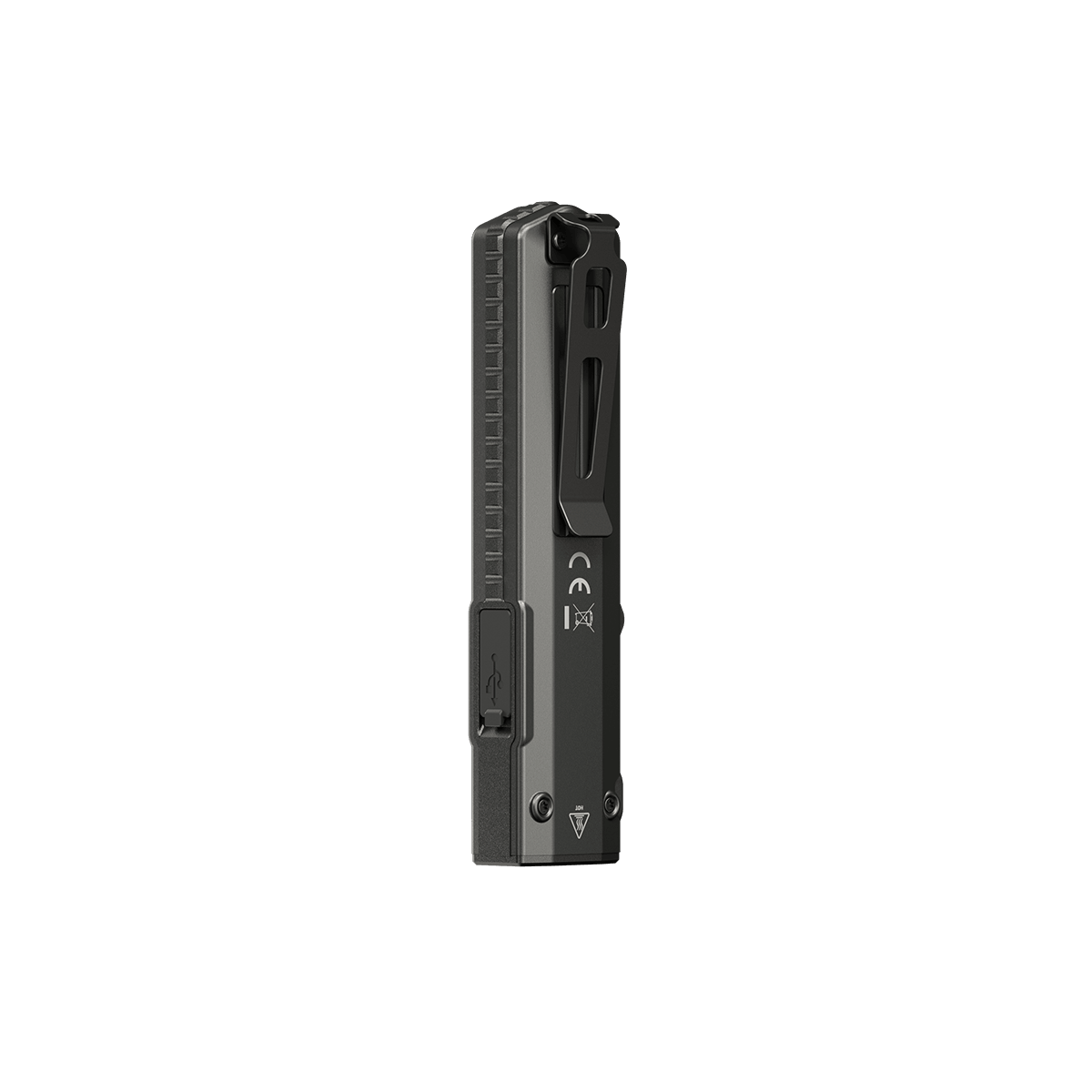 Nitecore EDC15 flashlight rear view showing the pocket clip