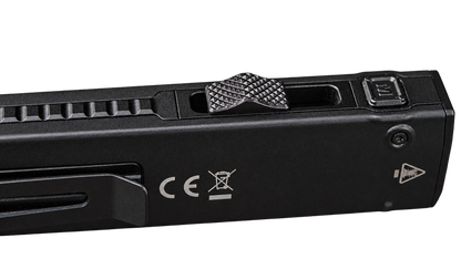 Close-up of the Nitecore EDC15 flashlight switch with the background removed