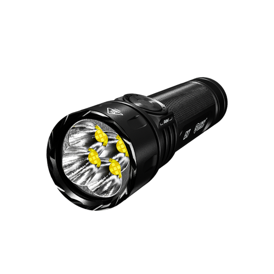 Nitecore EX7 flashlight front angled view showing four LED reflectors