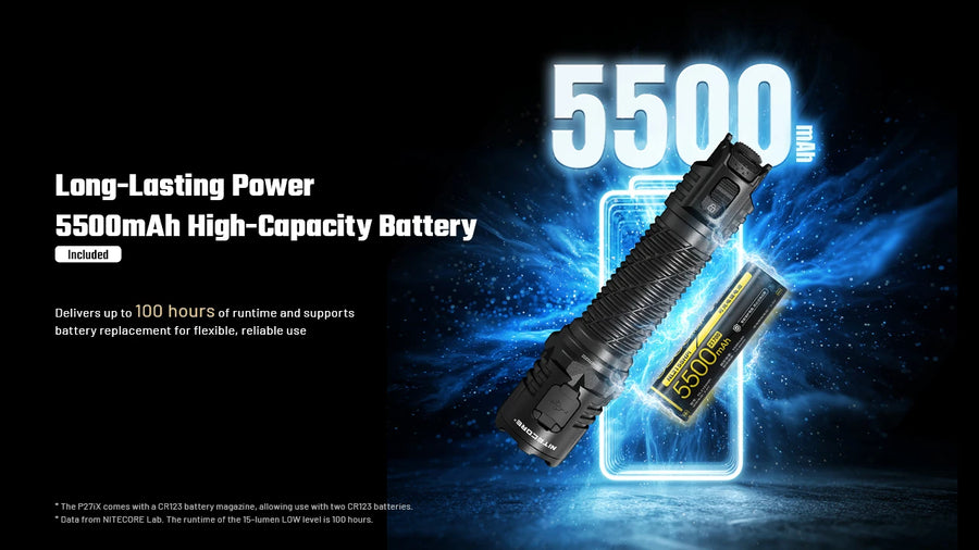 Battery, Charging & Runtime for Nitecore P27iX