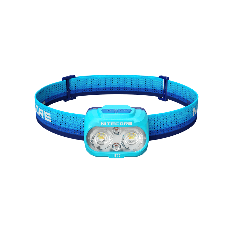 Nitecore UT27 MB blue headlamp front view with matching headband