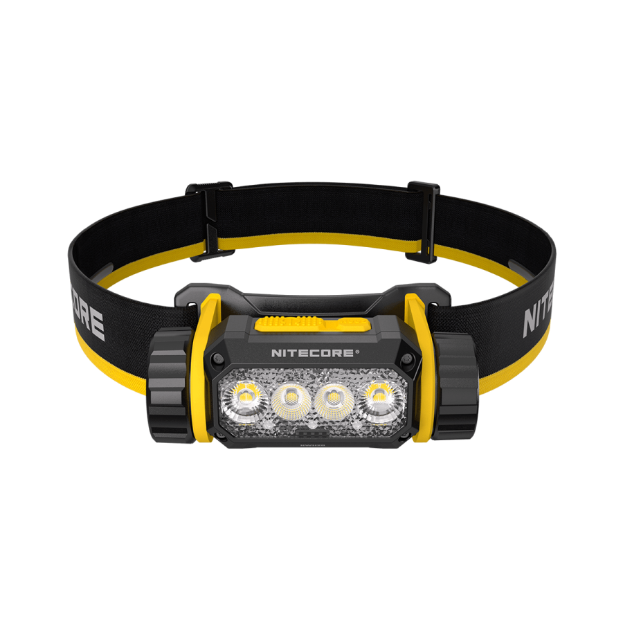 Nitecore NWH20 headlamp front view with yellow protective accents