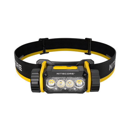 Nitecore NWH20 headlamp front view with yellow protective accents