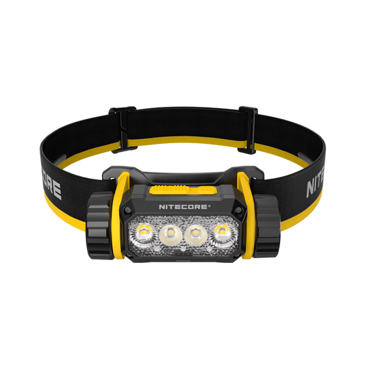Nitecore NWH20 headlamp front view with yellow protective accents